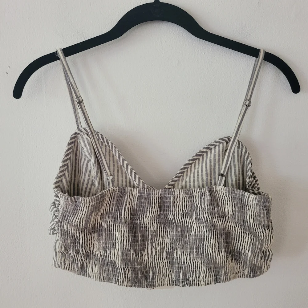 Free People NWT One Railroad Twin‎ Ties Striped Tie Top Cropped Medium